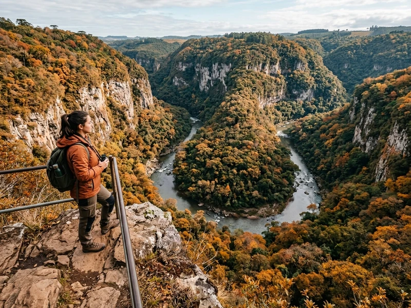 Uma verdadeira jornada de adrenalina projetada para exploradores em busca de limites fisicos e contato visceral com a natureza da serra gaucha no outono. O roteiro corta canions monumentais atraves de trilhas tecnicas de alto desnivel, desce corredeiras classe III e IV em botes de rafting, desbrava cachoeiras com equipamentos de rapel vertical e desafia as alturas em suspensoes aereas de tirar o folego. A alimentacao farta mantem o balanco calorico sempre no topo, garantindo disposicao continua sem paradas passivas ou monotonia.