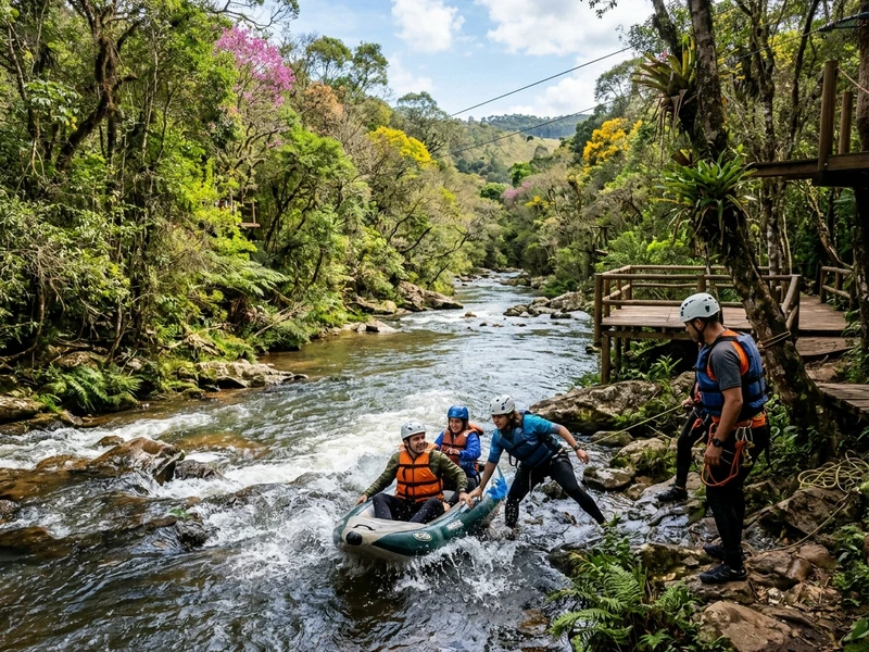 Roteiro dinâmico de trâs dias focado em adrenalina contínua na capital brasileira da aventura 🏞️. O trajeto combina descida técnica de rafting nas corredeiras do Rio do Peixe 🌊, expedição subterrânea na Gruta do Quebra-Corpo 🧷, escalada desafiadora e rapel vertical na famosa Pedra Bela Vista 🧗, além de um voo livre de parapente sobre o vale partindo do Pico da Cascavel 🪂. Todas as experiäncias contam com equipamentos homologados de ponta, instrutores experientes e alimentação energética estratégica, garantindo segurança e intensidade máxima sem paradas passivas.