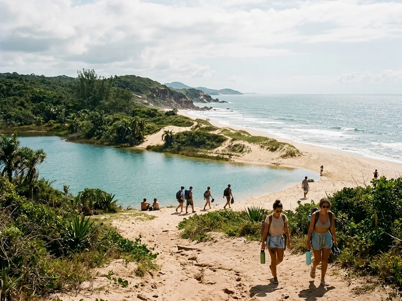 Um roteiro eletrizante e rigoroso em Caraíva desenhado para aventureiros reais que fogem da calmaria e buscam superação física. 🏄‍♂️ O programa mescla longas marchas litorâneas sob sol forte, natação em mar aberto, mergulho em apneia nos recifes de Itacolomis, kitesurf e expedições fluviais em caiaque e prancha de stand up paddle contra a correnteza. Com orientações de segurança rígidas e uso inegociável de coletes, capacetes e guias certificados, este roteiro transforma o paraíso baiano em uma verdadeira arena de esportes ao ar livre. 🌿⚡