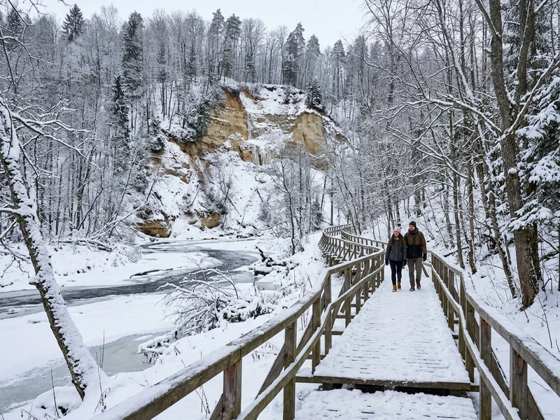Um roteiro exclusivo de 3 dias no inverno báltico dedicado a amantes da natureza que priorizam a conservação ambiental e o baixo impacto ecológico. Descubra reservas geológicas impressionantes, como a escarpa de Pūčkoriai e a Reserva Natural de Varnikai, caminhando por passarelas suspensas sobre turfeiras congeladas e bosques seculares. As experiências contam com guias especializados em biodiversidade local, transporte prioritariamente ferroviário e elétrico coletivo, além de paradas gastronômicas com foco em sustentabilidade, alimentos orgânicos forrageados e pequenos produtores. A hospedagem eco-friendly garante um descanso cercado pela tranquilidade das árvores. 🌲❄️🇱🇹