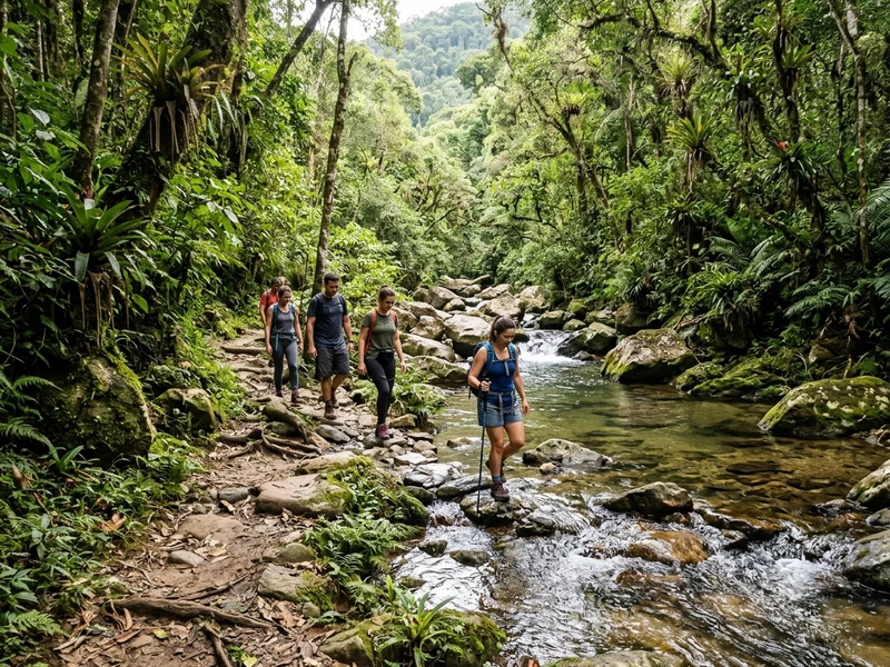 Uma expedição de 3 dias desenhada para amantes da natureza genuínos que buscam experiências de baixo impacto ambiental no litoral norte paulista. O itinerário atravessa o exuberante Parque Estadual Restinga de Bertioga, incluindo canoagem em águas límpidas no Rio Jaguareguava, a deslumbrante e protegida Praia de Itaguaré e vivências enriquecedoras de etnoturismo comunitário na Aldeia Indígena Rio Silveira. Cada refeição prestigia o frescor da gastronomia caiçara sustentável, complementada por estadias em pousada com princípios eco-friendly. Uma jornada verde inesquecível entre rios, restingas e florestas ancestrais.